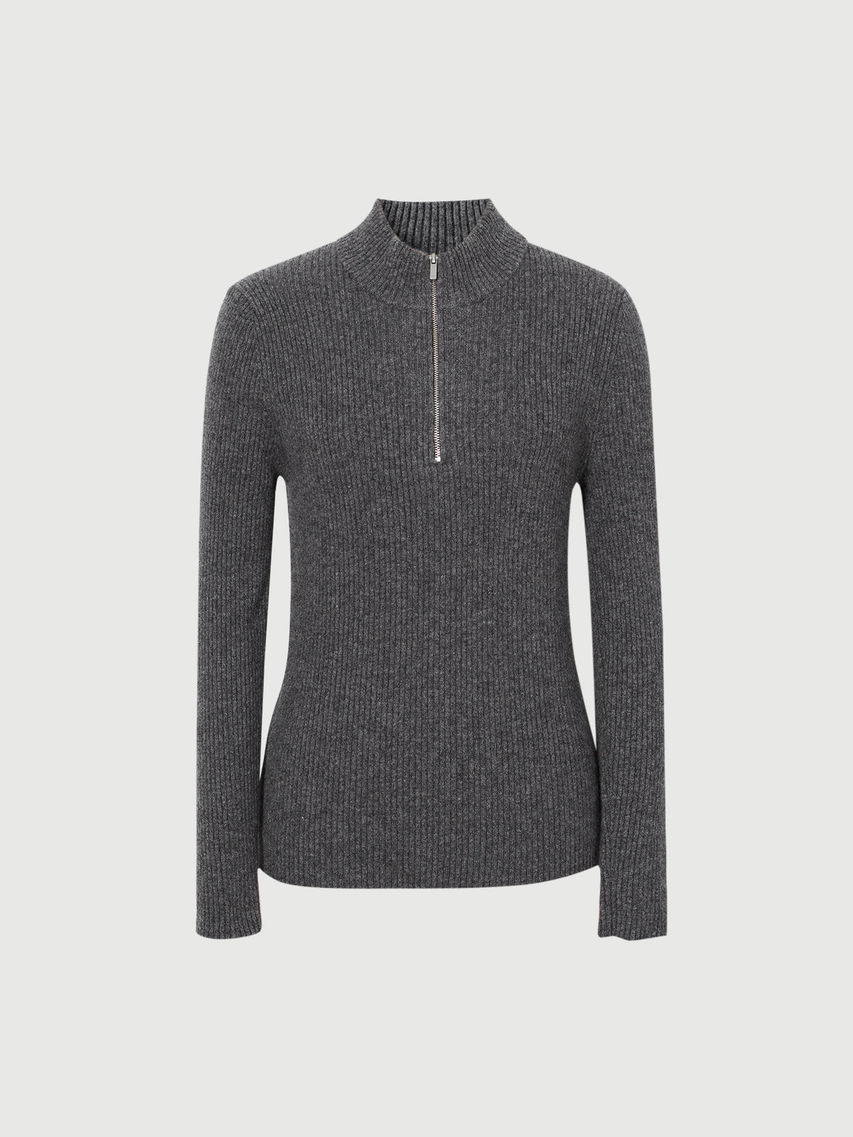 Pure Cashmere Half-Turtleneck Zip Sweater