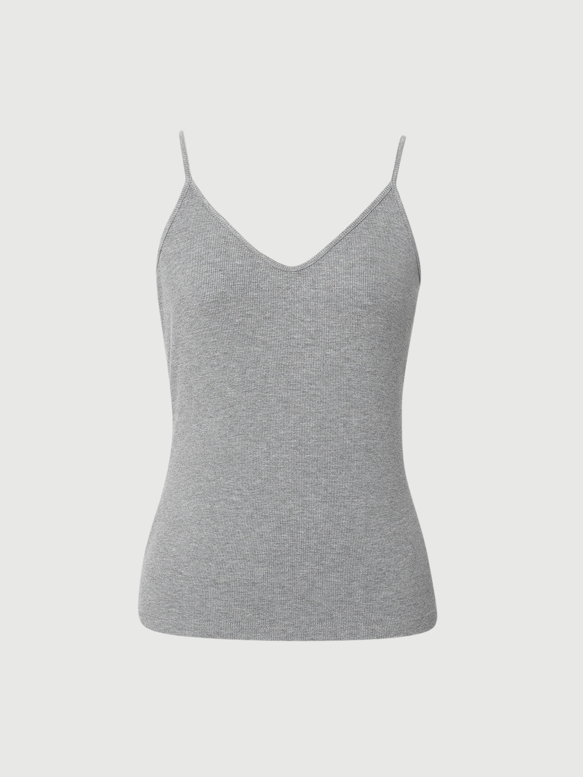 Fitted Gray Ribbed Tank Top