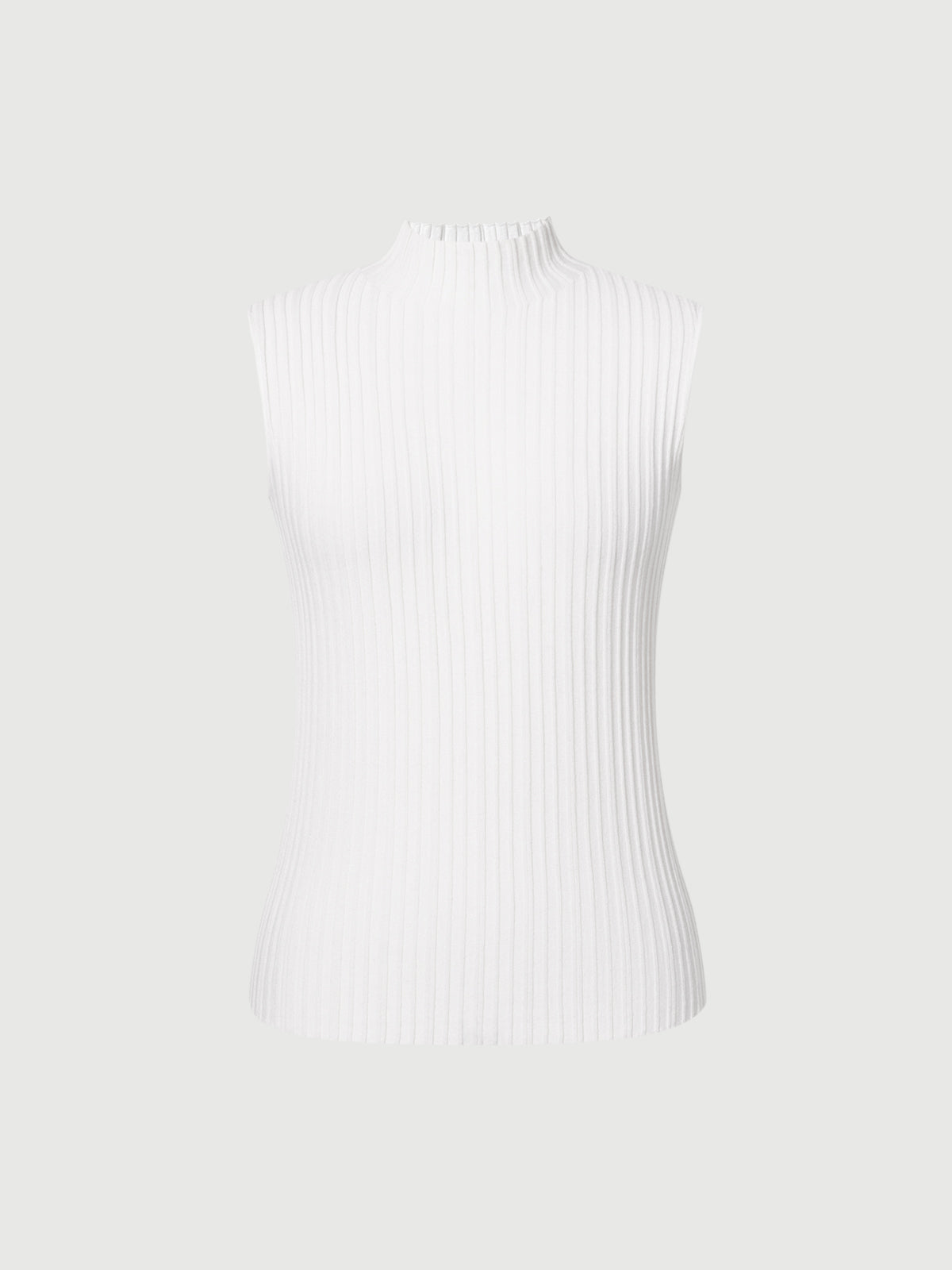 Ribbed High-Neck Sleeveless Top