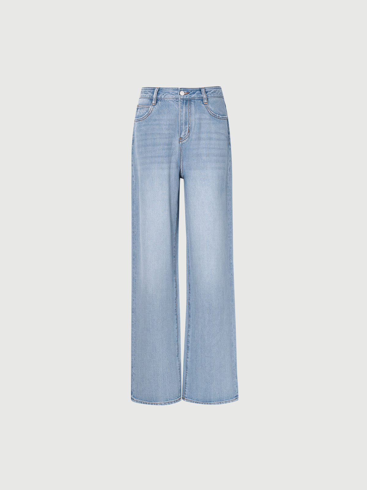 Light blue jeans on a white background