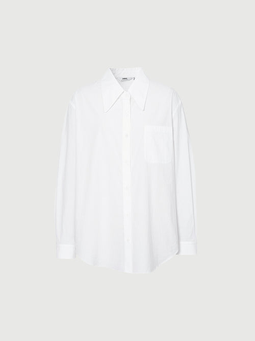 Load image 1 in gallery view. Pure Cotton Shirt in white featuring classic collar and pocket detail, designed for comfort and stylish elegance.
