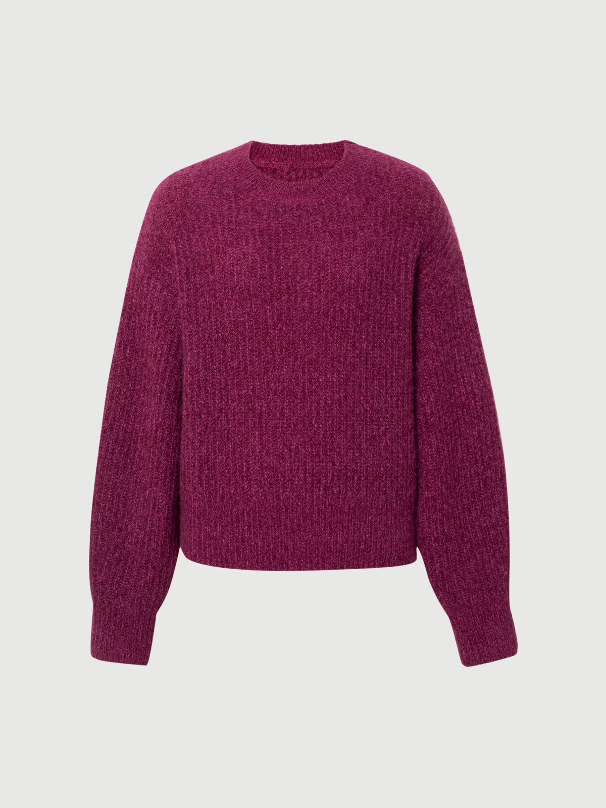 Magenta Vertical-Rib Silk-Cashmere Sweater