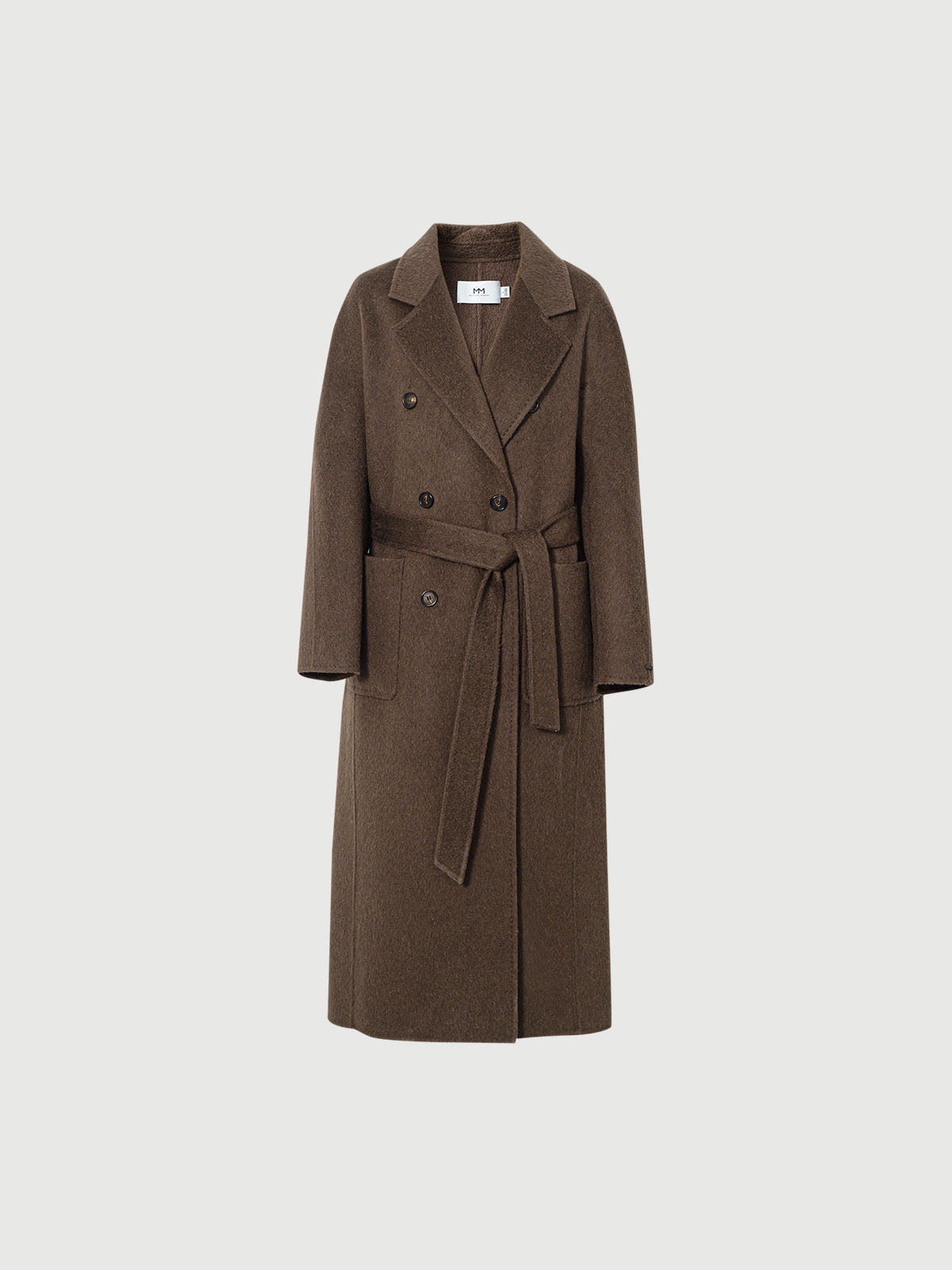 Wool-Camel Blend Tie-Belt Coat