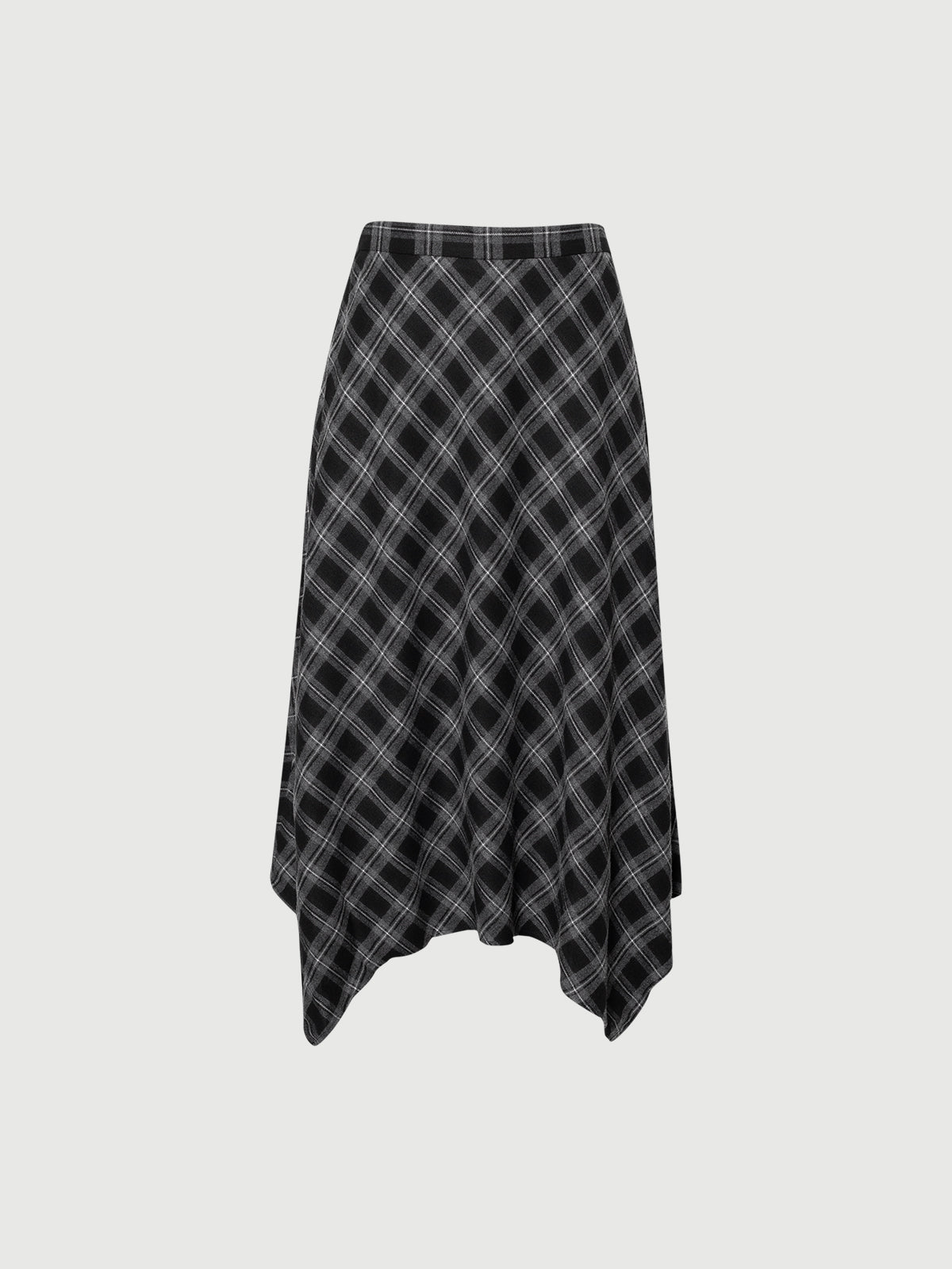 Handkerchief Plaid Hem Maxi Skirt