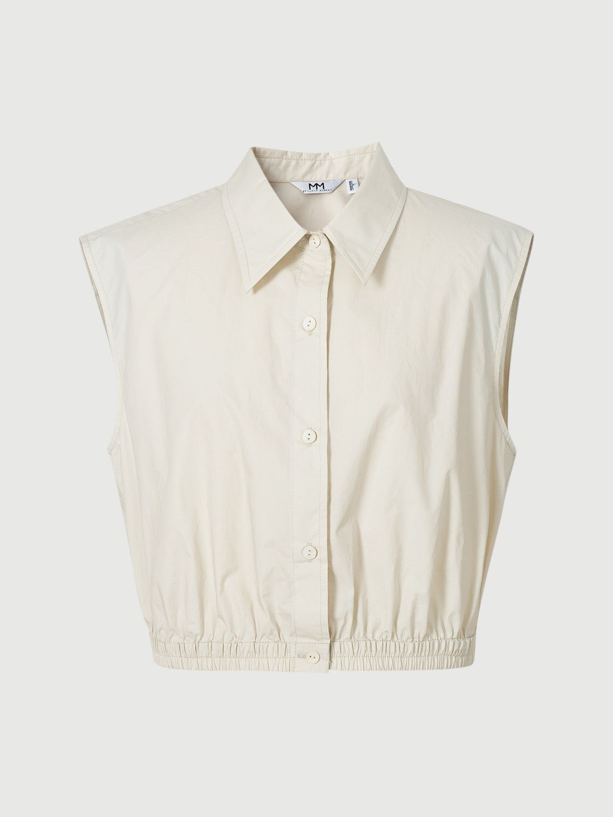 Sleeveless Collared Pure Cotton Top