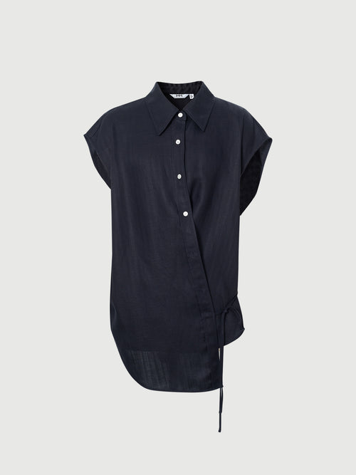 Load image 1 in gallery view. Lyocell Sleeveless Lapel Shirt