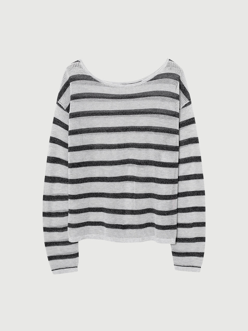 Oversized Striped Knit Pullover