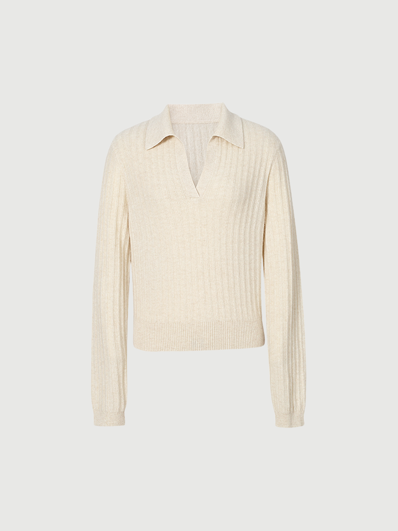 Rib Polo Cashmere Sweater - MEILLEUR MOMENT OFFICIAL STORE NEW YORK 