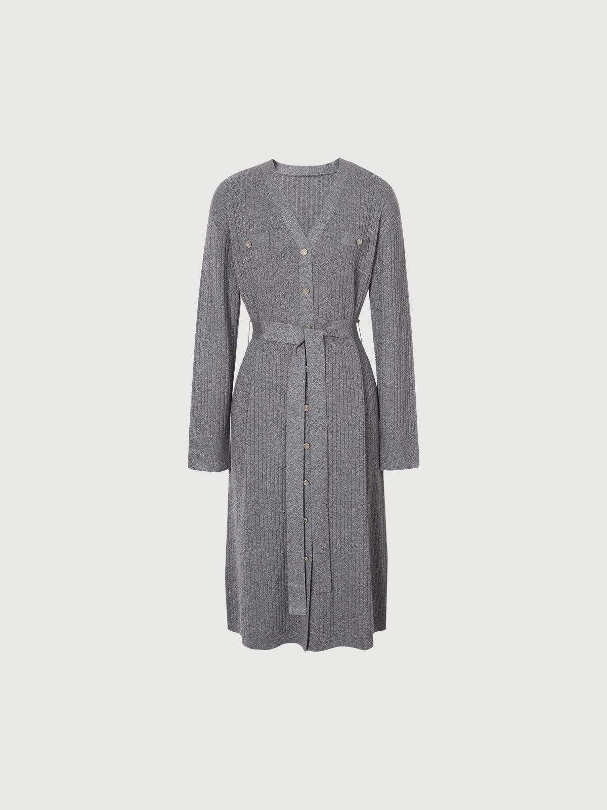 V Neck Bleted Jersey Dress