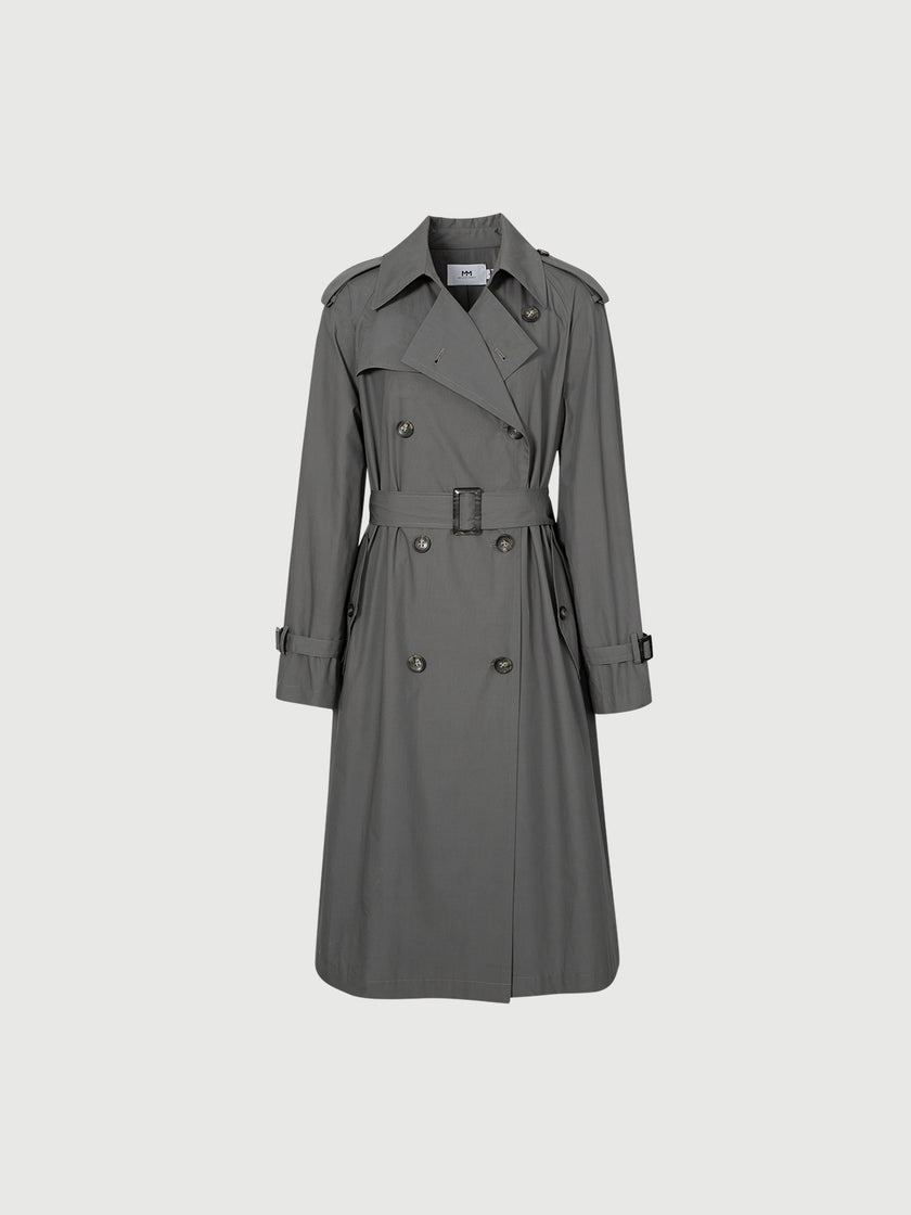 Belted Double-Breasted Cotton Trench Coat