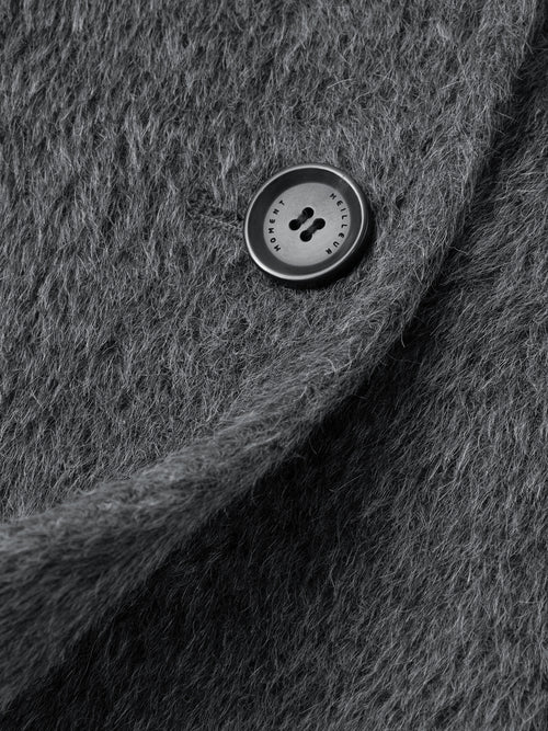 Load image 1 in gallery view. Peak Lapel Alpaca Wool Long Coat