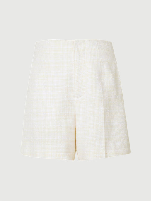 Load image 1 in gallery view. Lightweight Wool-Blend Plaid Shorts in Alabaster