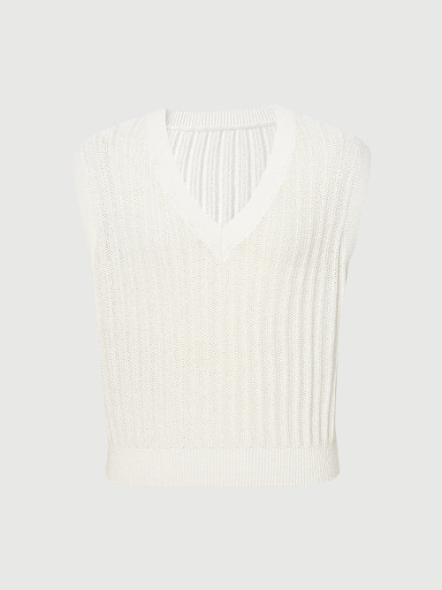 Load image 1 in gallery view. V-Neck Sleeveless Jumper