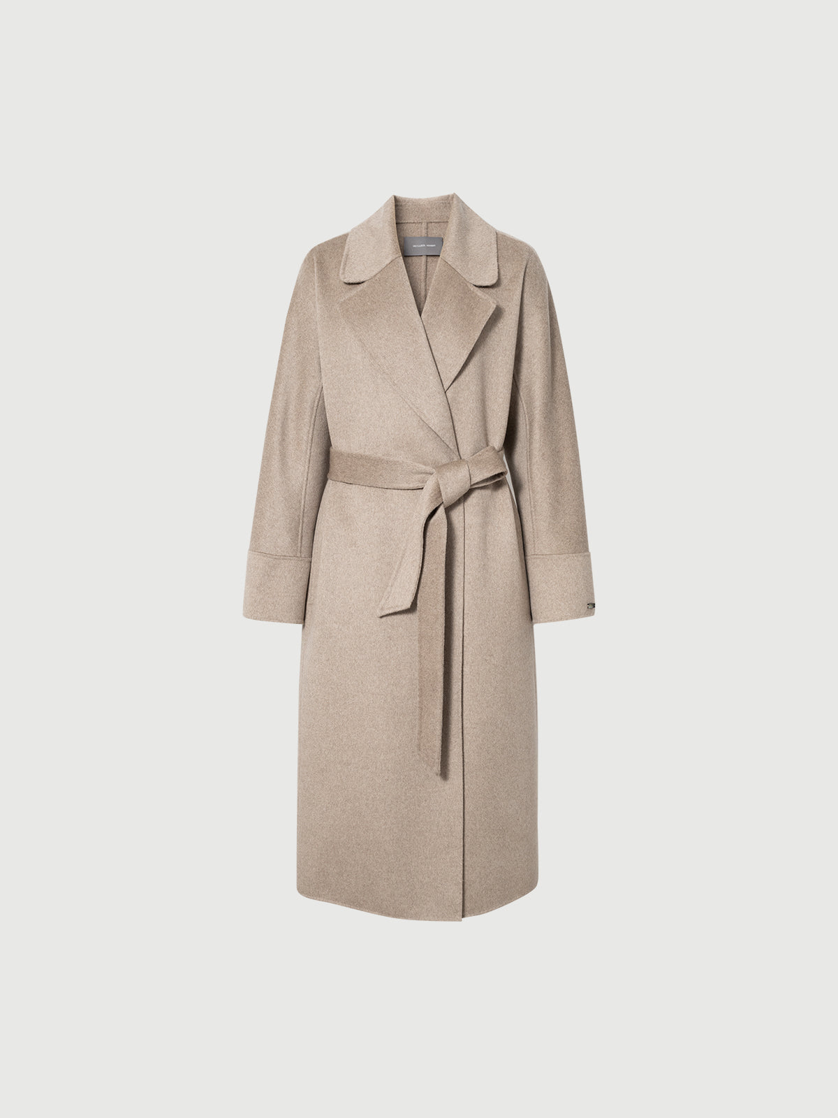 Pure Cashmere Notch-Lapel Coat with Belt – Irish Cream