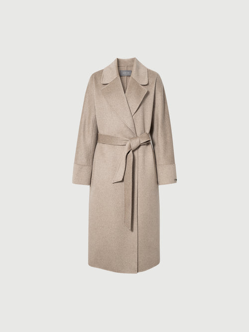 Load image 1 in gallery view. Pure Cashmere Notch-Lapel Coat with Belt – Irish Cream