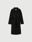 Pure Cashmere Notch-Lapel Midi Belted Coat – Black