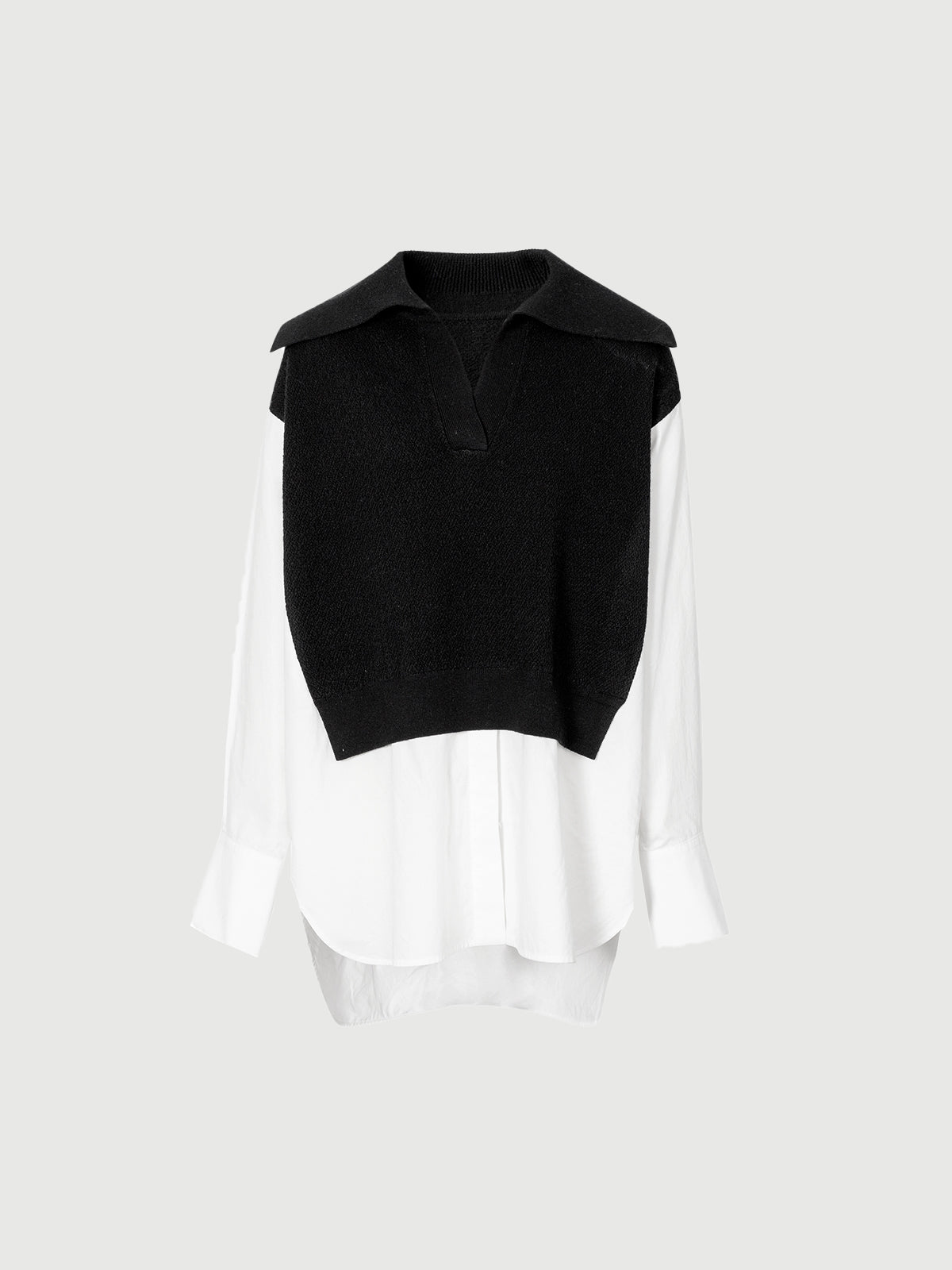 Faux Two-Piece Wool Knit Top