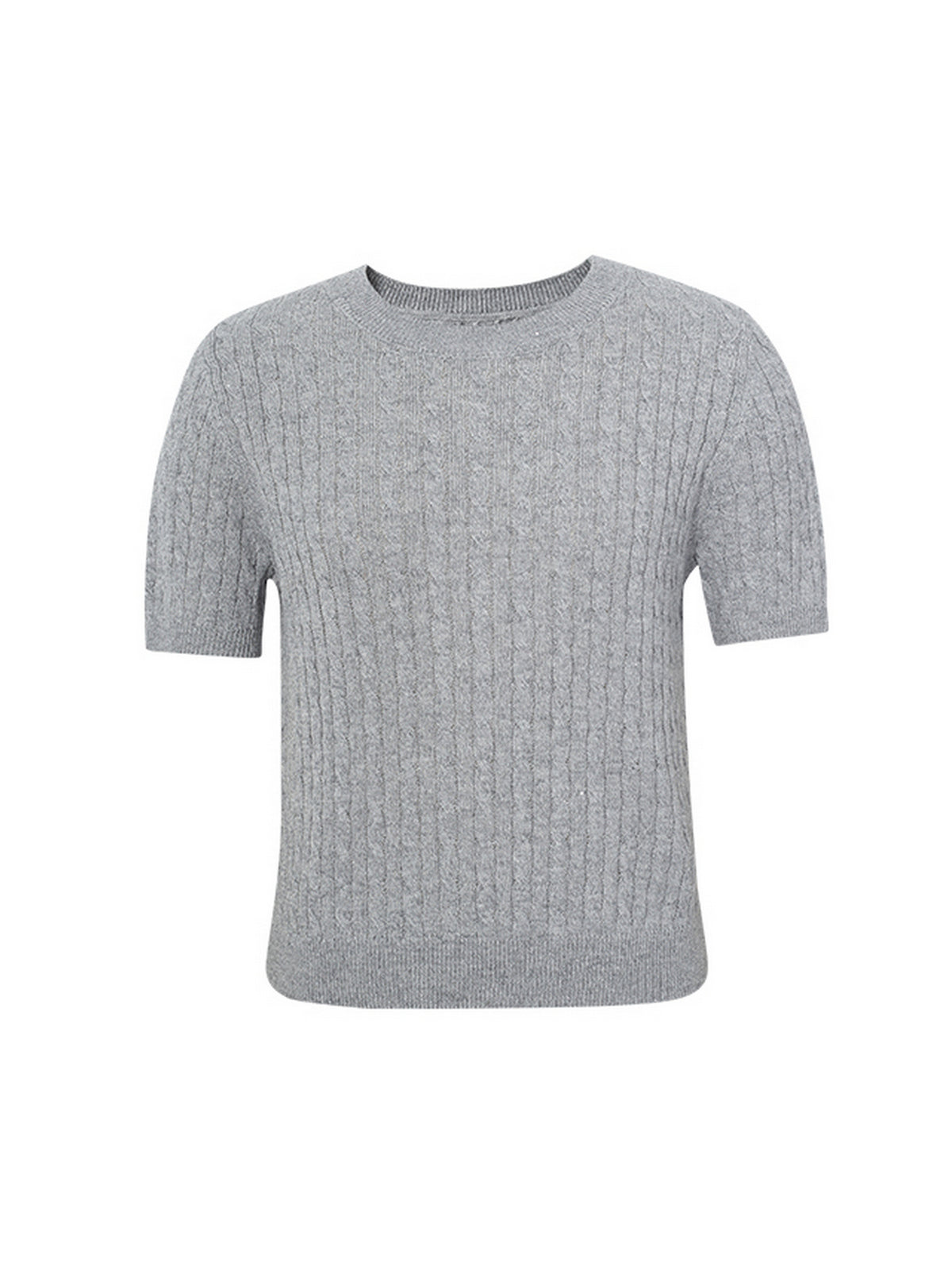 Round Neck Short Sleeves Rib Knitwear