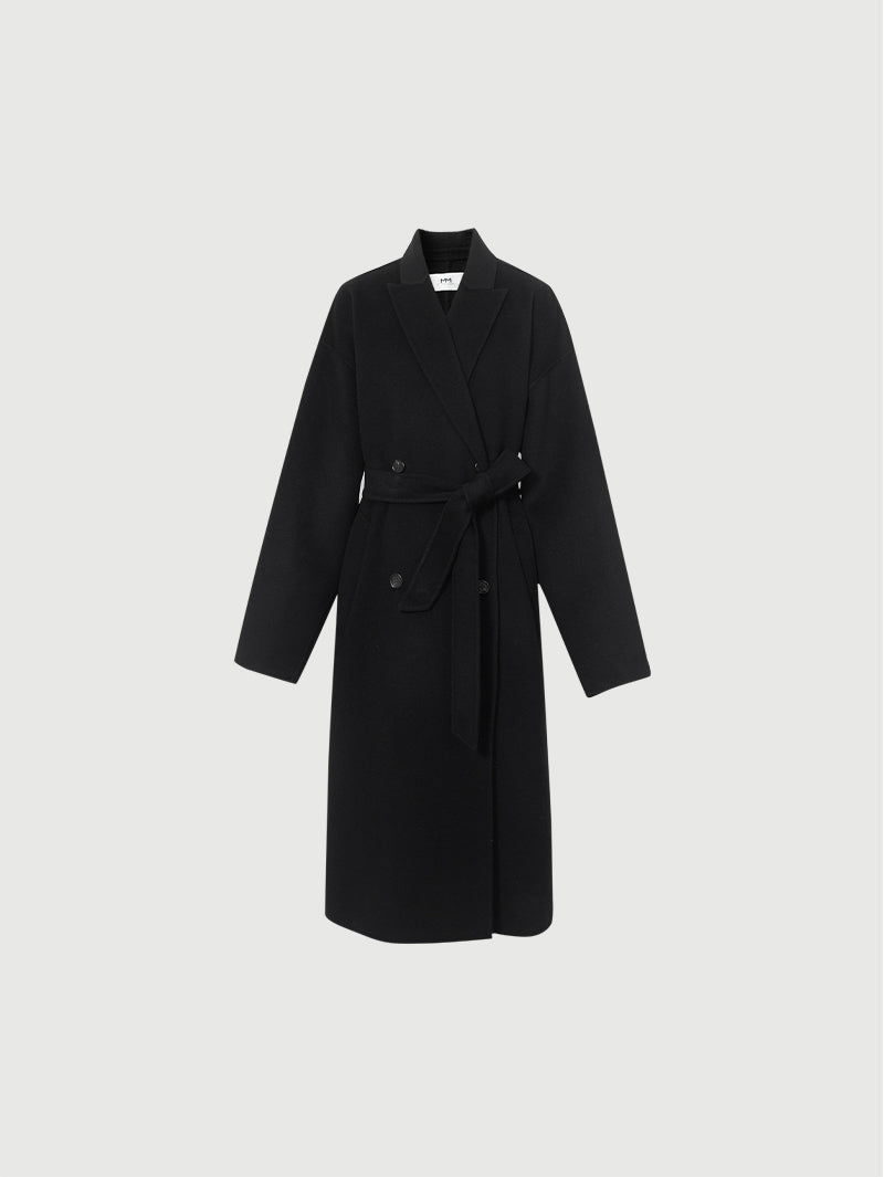 Peak Collar Pure Wool Coat