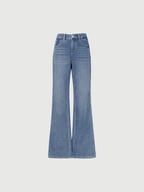 Load image 1 in gallery view. MEILLEUR MOMENT Indigo Blue Flared Jeans - Front View