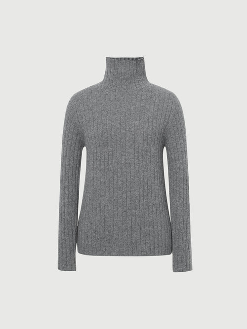 Load image 1 in gallery view. Turtleneck Cashmere Sweater Gray