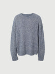 Floral Blue Crewneck Silk-Cashmere Sweater