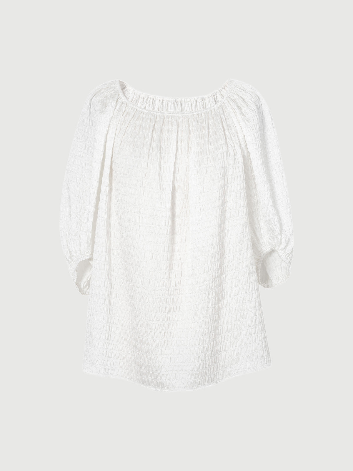 Bubble Textured Puff Puff Silk Blouse