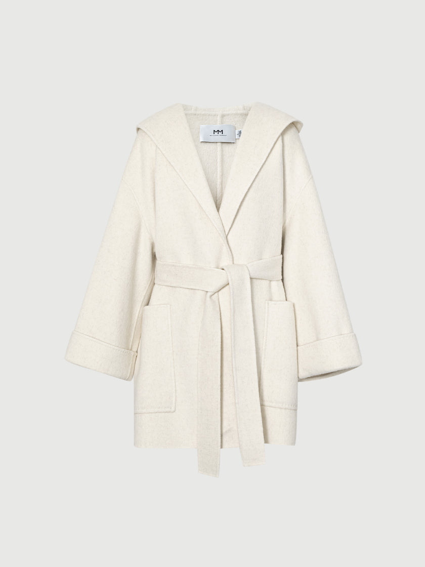 Oatmeal Wool Belted Midi Coat