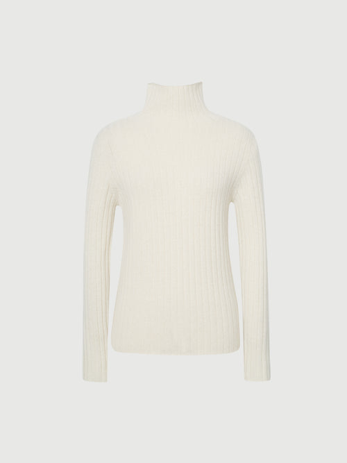 Load image 1 in gallery view. Turtleneck Cashmere Sweater Snow Mocha