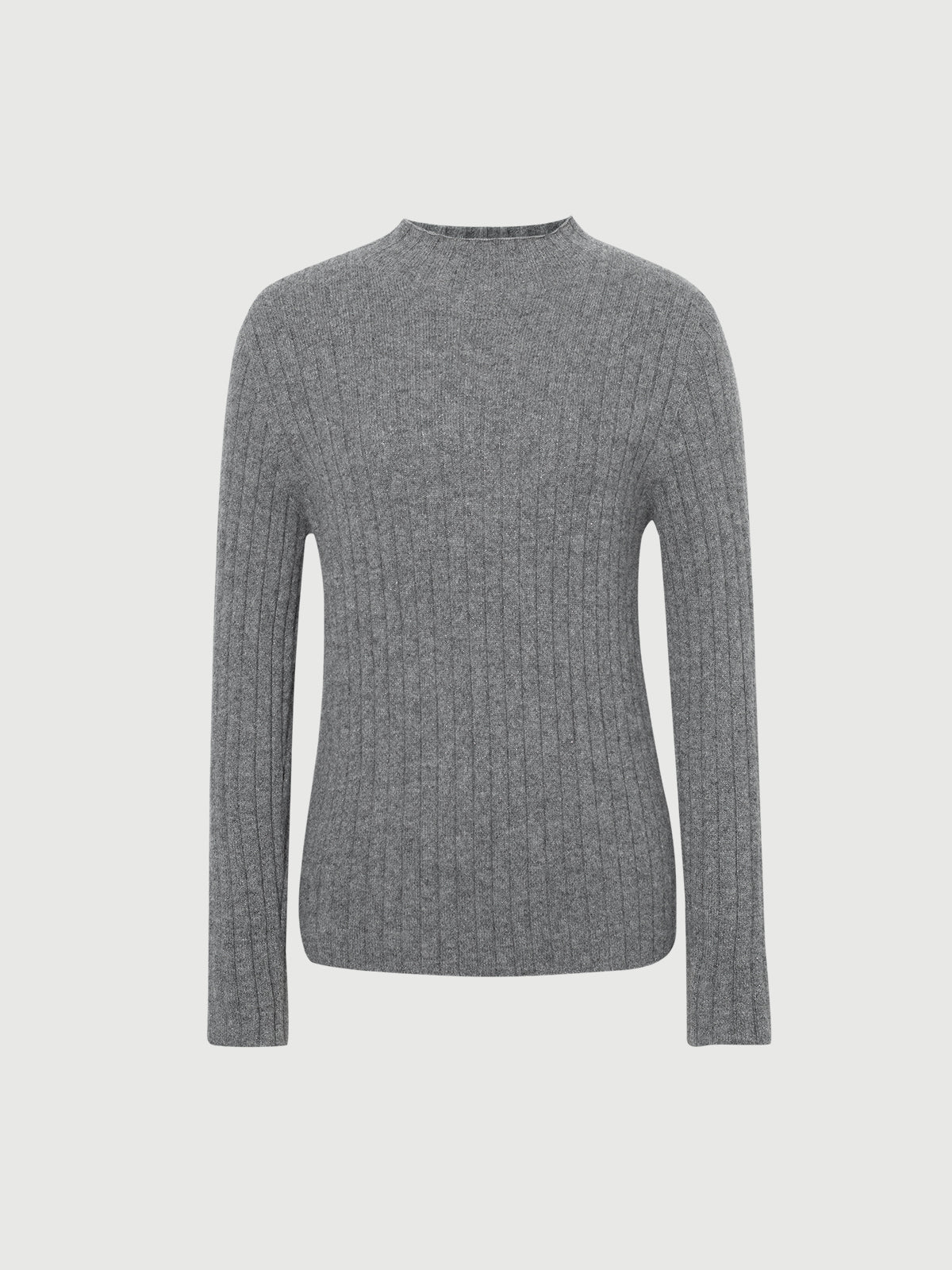 Gray ribbed sweater on a light gray background
