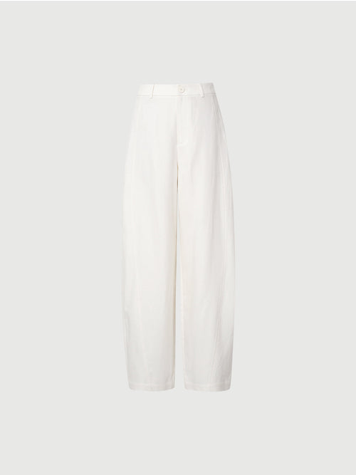 Load image 1 in gallery view. Linen-Blend Slight Barrel Pants