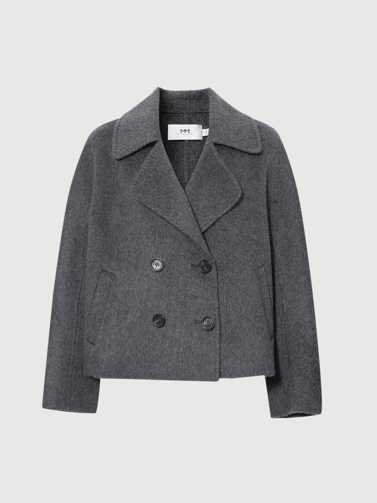 Pure Wool Wide-Collar Short Coat