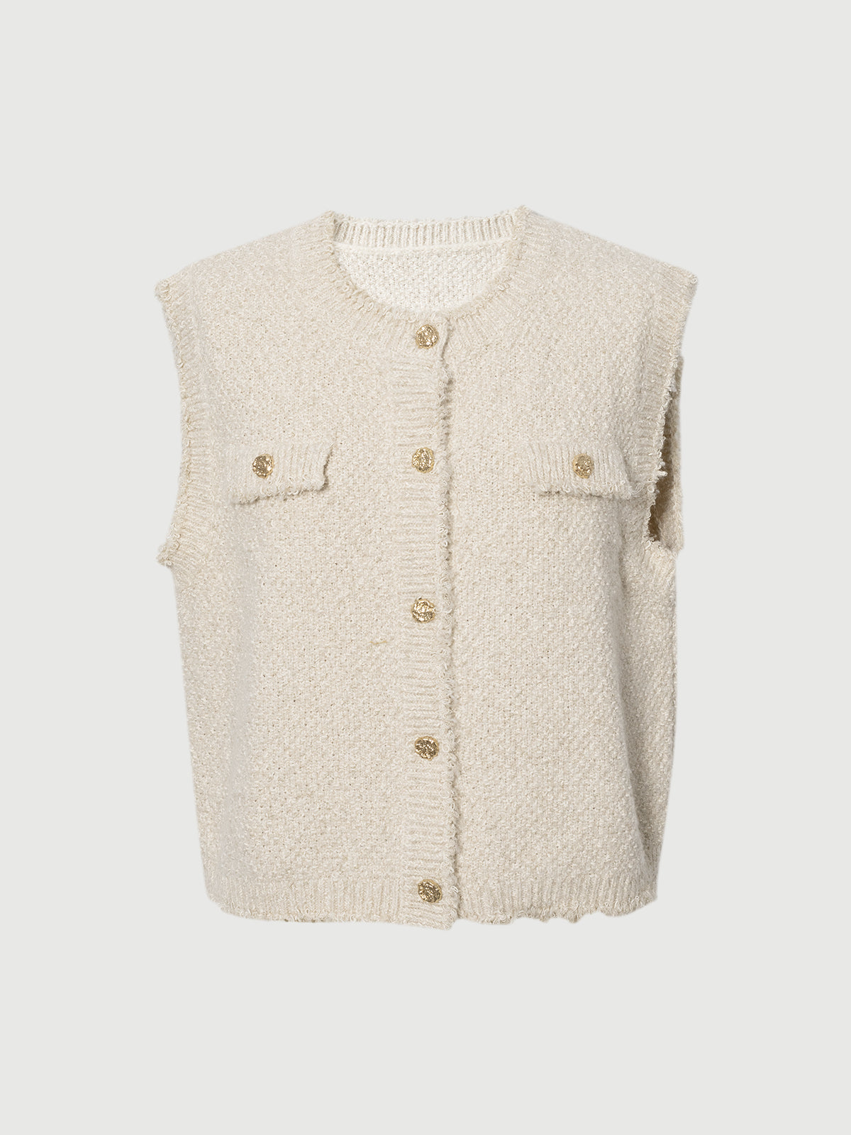 Beige Knit Sleeveless Tank