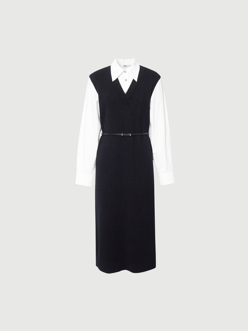 Women's Wool Knit Vest Long Sleeve Shirt Dress Women's Wool Knit Vest Long Sleeve Shirt Dress