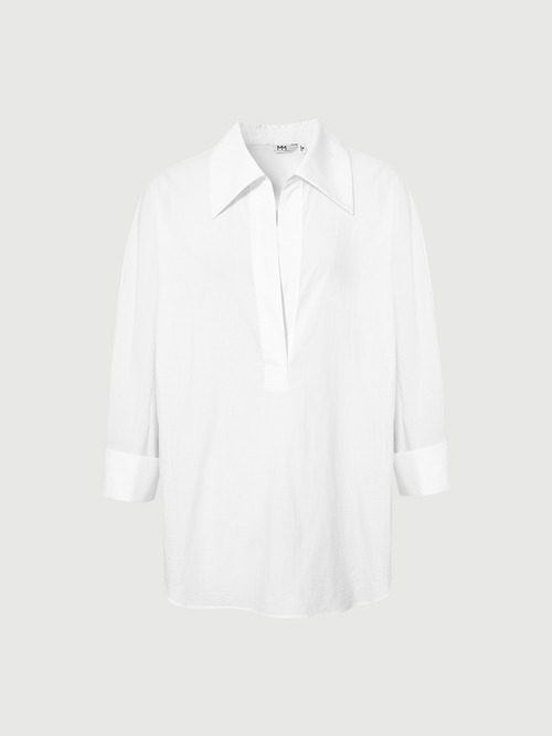 Load image 1 in gallery view. Pure Cotton V-Neck White Shirt