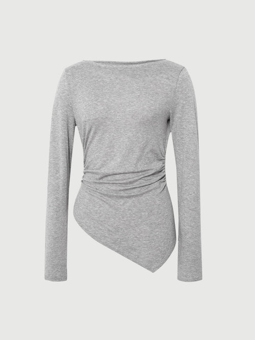 Load image 1 in gallery view. Gray long-sleeve top on a light gray background