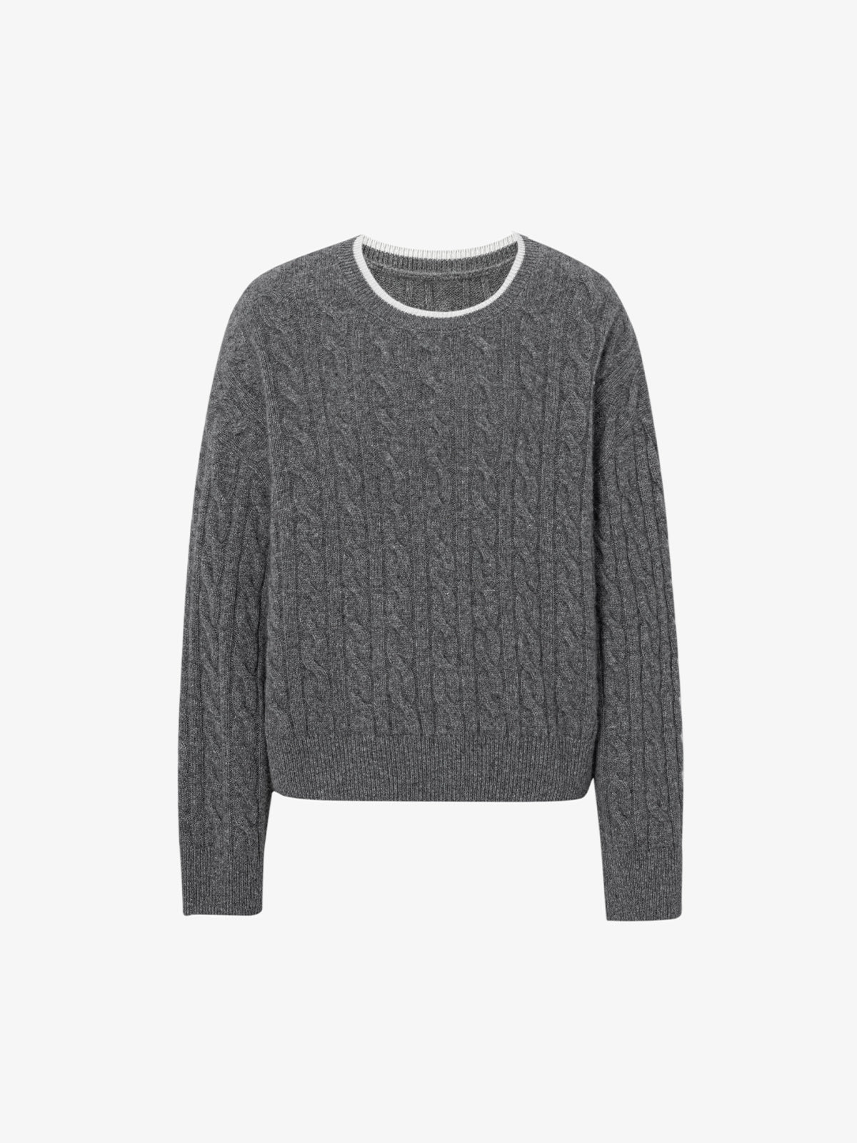 Crew-Neck Cable Knit Sweater