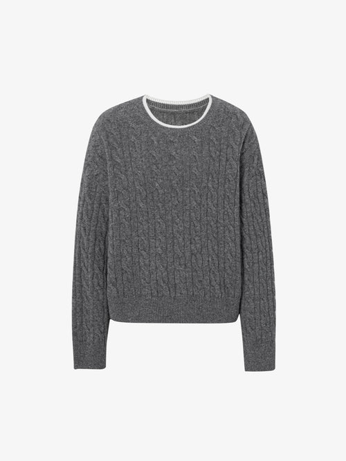 Load image 1 in gallery view. Crew-Neck Cable Knit Sweater