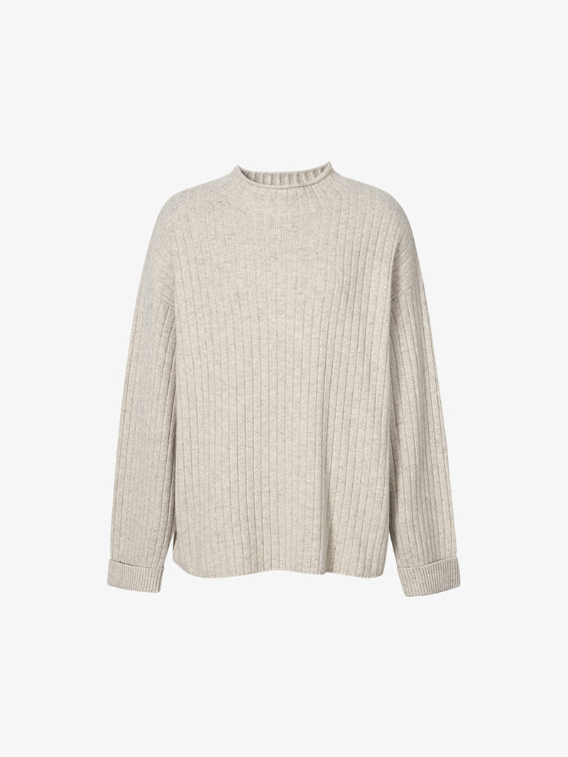 Mock Neck Rib Wool Knit Sweater - MEILLEUR MOMENT OFFICIAL STORE NEW YORK 