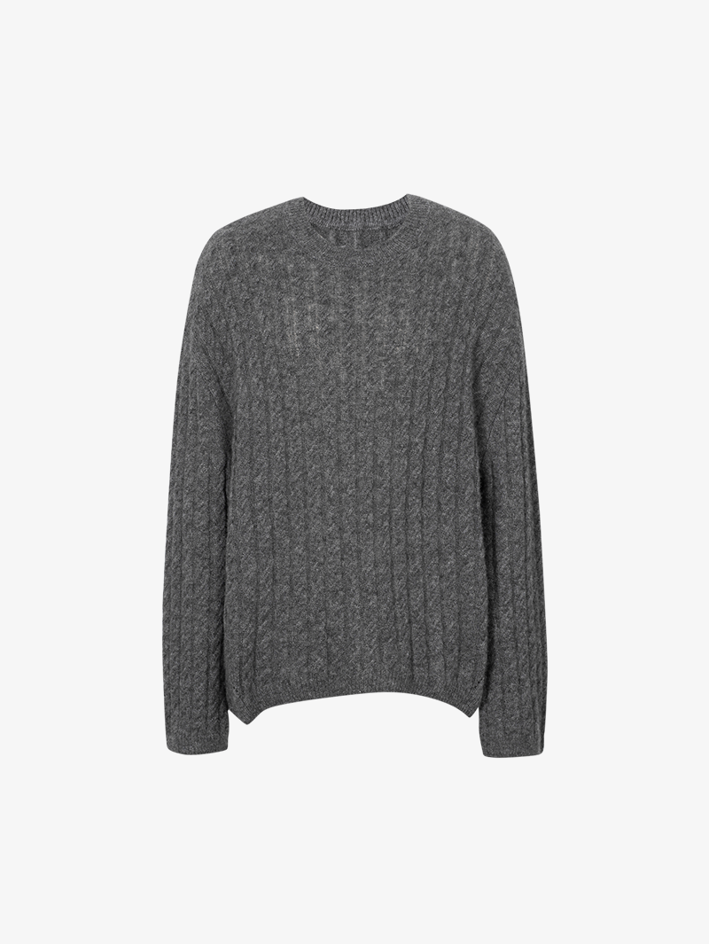 Gray sweater rib cashmere