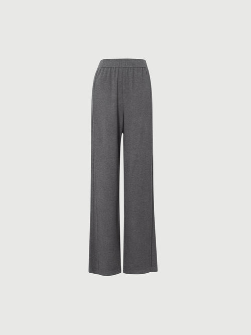 Load image 1 in gallery view. Gray wide-leg pants on a light gray background