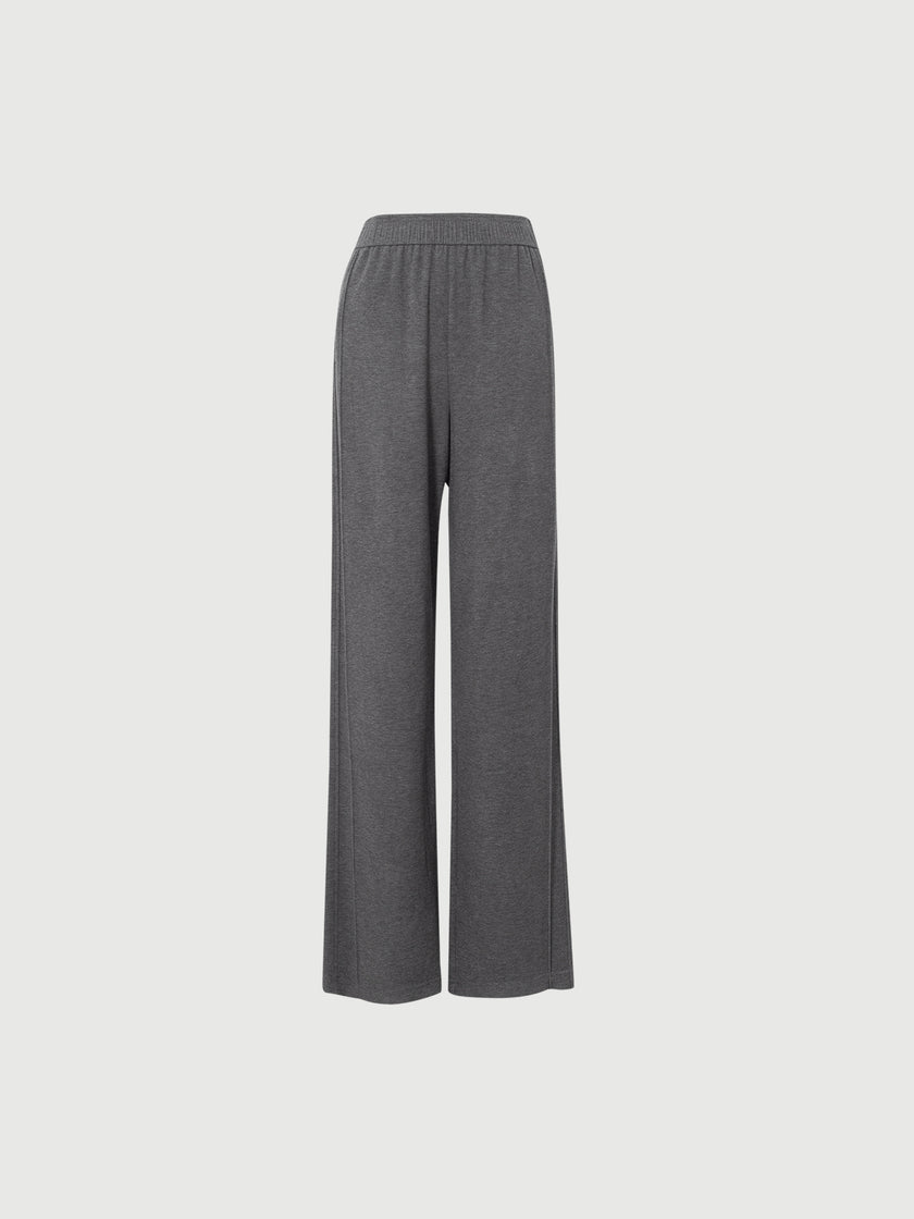 Gray wide-leg pants on a light gray background