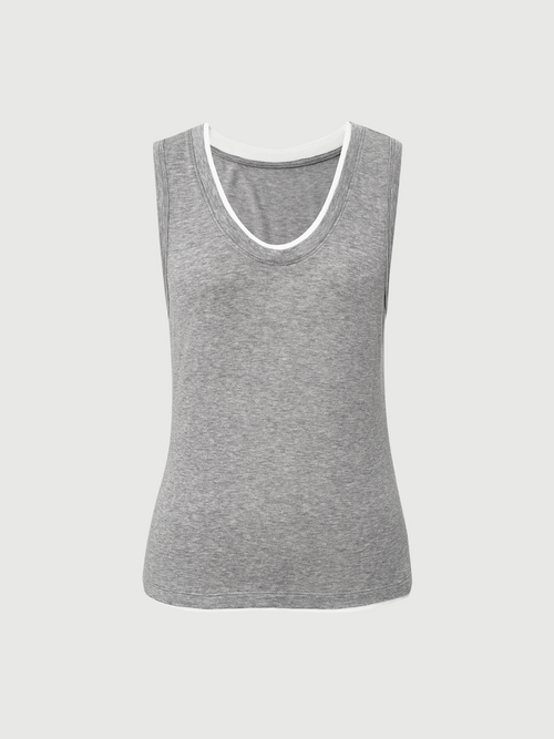 Load image 1 in gallery view. Lyocell U-Neck Sleeveless Fitted Tank Top