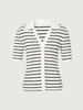 Striped Collared V‑Neck Top
