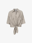 Polo Neck Tie-Front Blouse