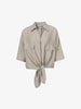 Polo Neck Tie-Front Blouse