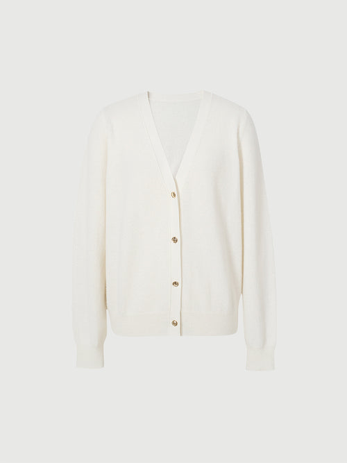 Load image 1 in gallery view. V Neck 100% Cashmere Cardigan