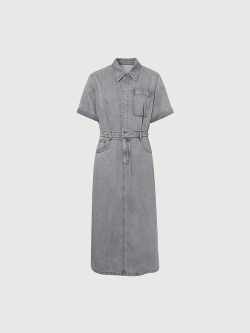 Load image 1 in gallery view. Denim Midi Dress with Belt