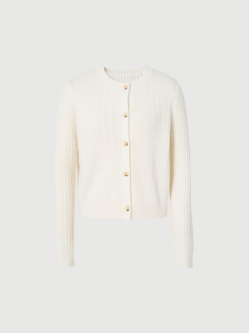 Load image 1 in gallery view. Cable Knit Cashmere Cardigan - MEILLEUR MOMENT OFFICIAL STORE NEW YORK 