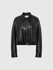 Cropped Faux Leather Raglan  Jacket